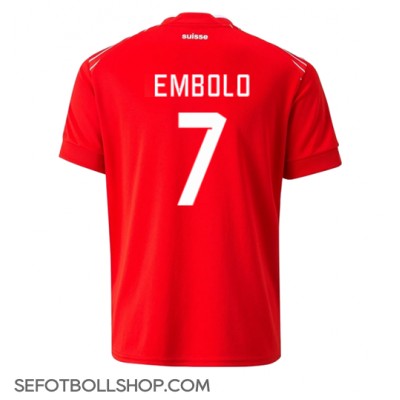 Billiga Schweiz Breel Embolo #7 Hemma fotbollskläder VM 2022 Kortärmad